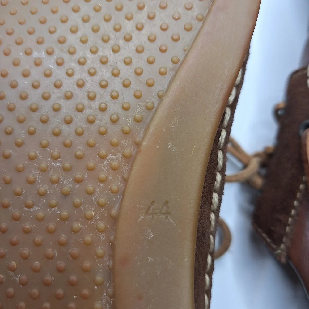 Men's ECCO 10/10.5 Brown Leather Boat Shoes - Classic Lace-Up